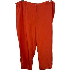 Lane Bryant NEW Coral Pink Linen Blend Elastic Waist Capri Wide Leg Plus Size 26